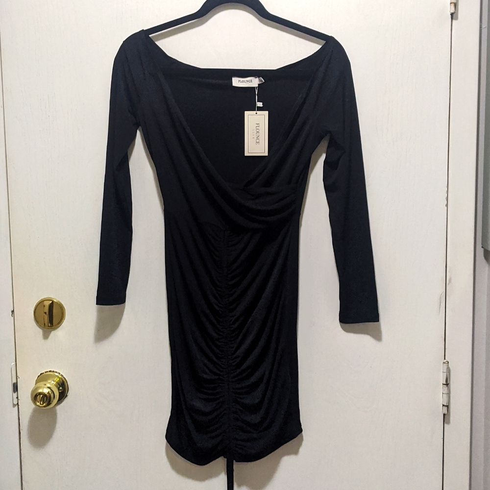 Black ruched bodycon Mini dress